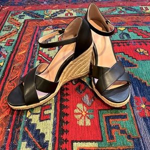 J.Crew Black Wedge Sandals